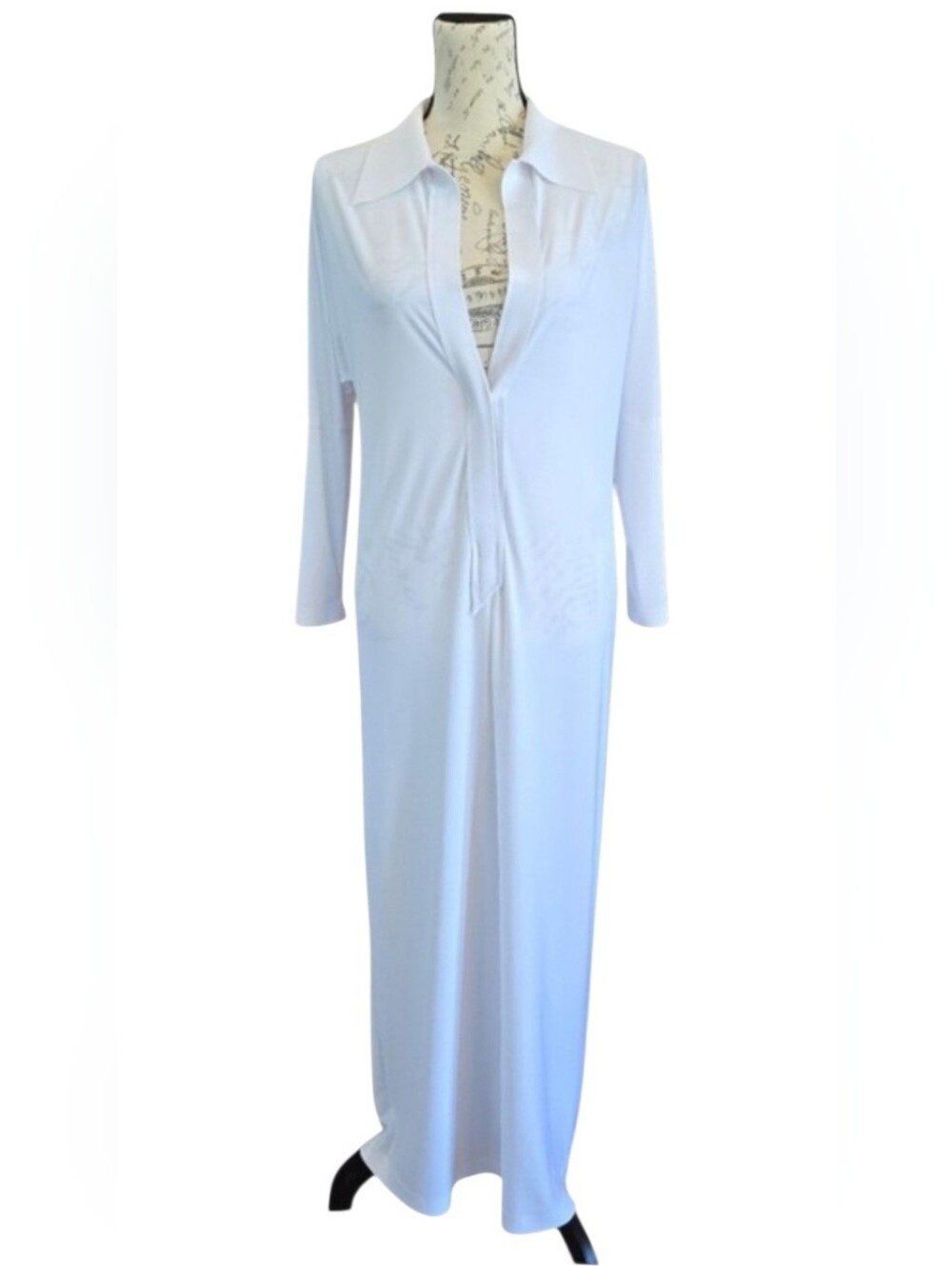Norma Kamali White Long Sleeve Maxi Dress M